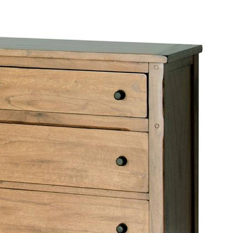 Marv 64 Inch Wide Dresser, 6 Drawers w Knobs, Golden Oak Brown Wood