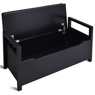 Shoe Bench Hallway Entryway Storage Rack w/ Cushion Seat-Black - 34.5" x 15.5" x 19.5"(L x W x H)