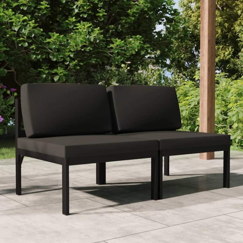 vidaXL Patio Sofa with Cushions Aluminum Anthracite - 2-Seater