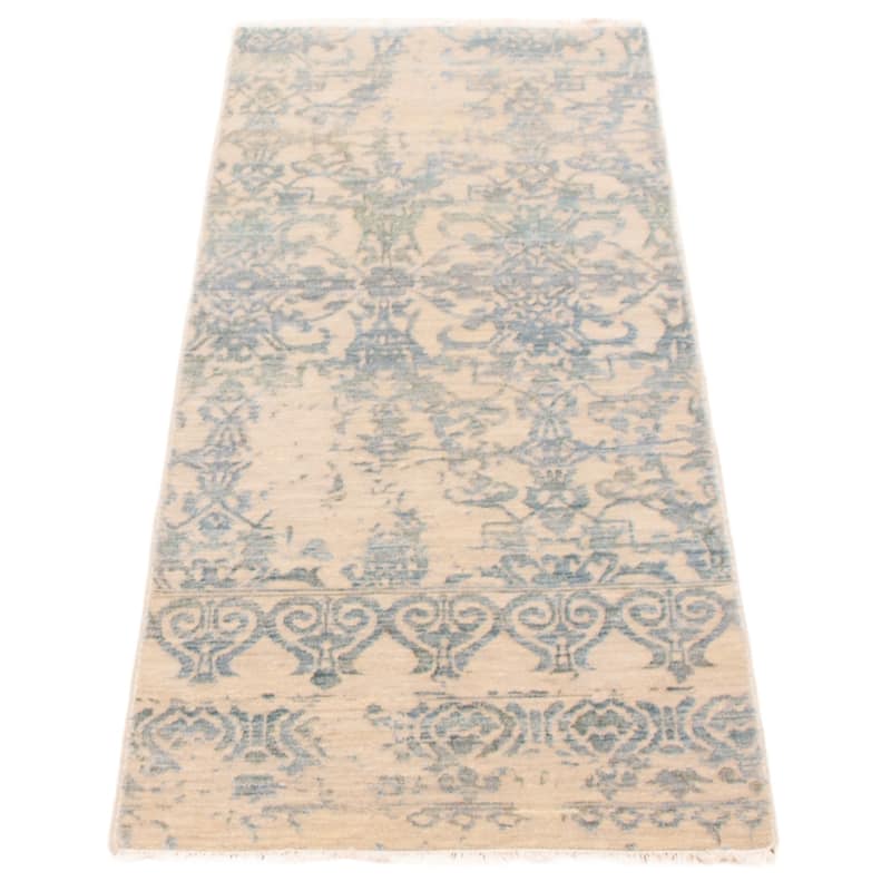ECARPETGALLERY Hand-knotted Heritage Khaki Silk, Wool Rug - 2'6 x 6'11