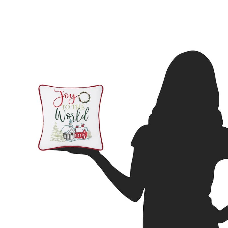 Joy To The World Small Christmas Accent Pillow, 10" x 10"
