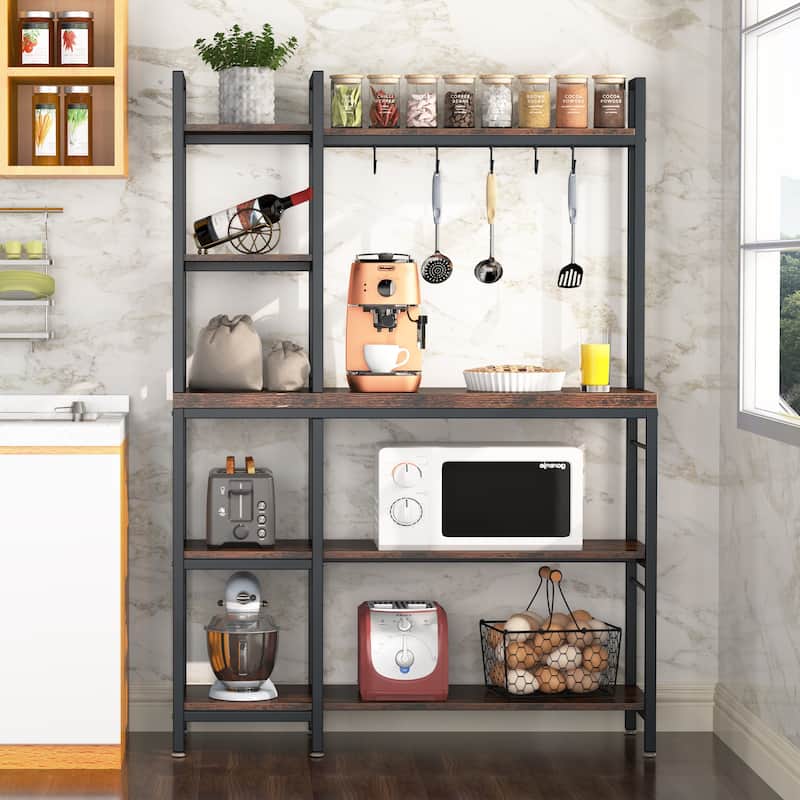 5-Tier Kitchen Bakers Rack with Storage, Microwave Oven Stand, Kitchen Utility Storage Shelf