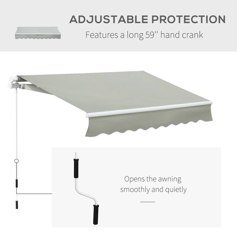 8ft x 7ft Manual Retractable Patio Awning, Sun Shade Deck Cover, Grey