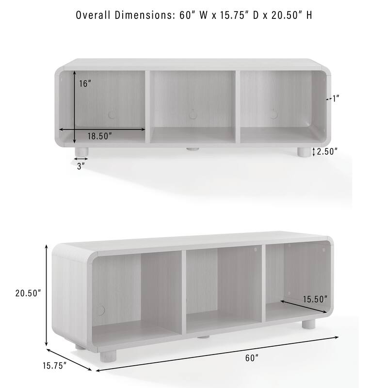 Crosley Zoe Large Record Player Stand With Vinyl Storage - 15.75"d x 60"w x 20.5"h