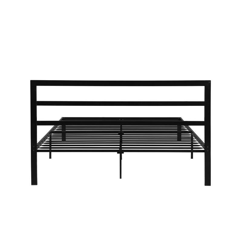 Modern Queen Size Metal Platform Bed with Headboard