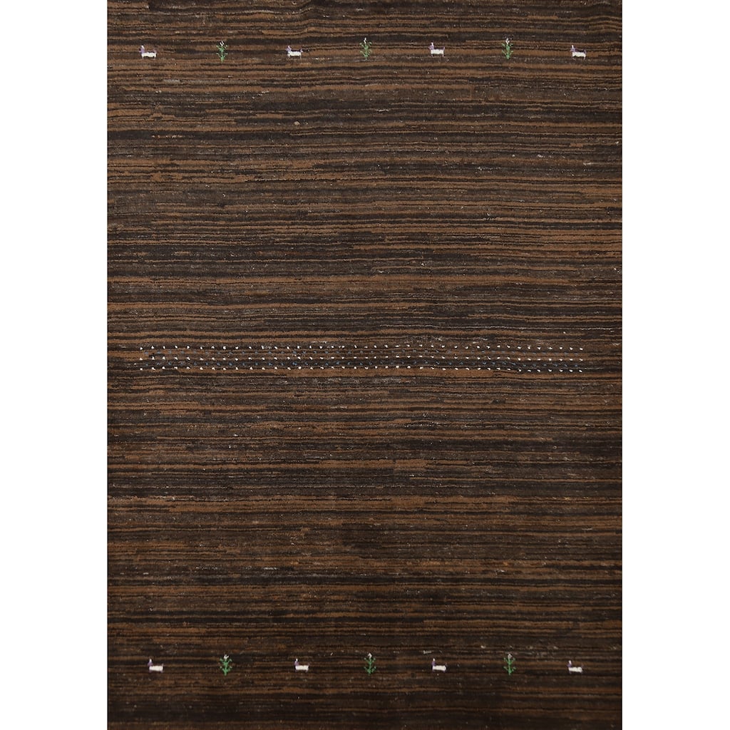 Hand Knotted Oriental 100% Wool Carpet Tribal Tribal Brown Gabbeh Area Rug - 7' 6'' X 5' 5''