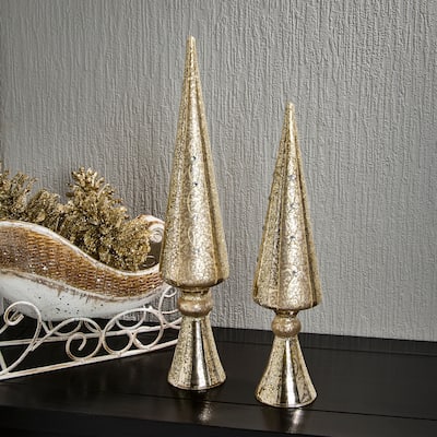15-18" Mercury Glass Finial Tree Set of 2