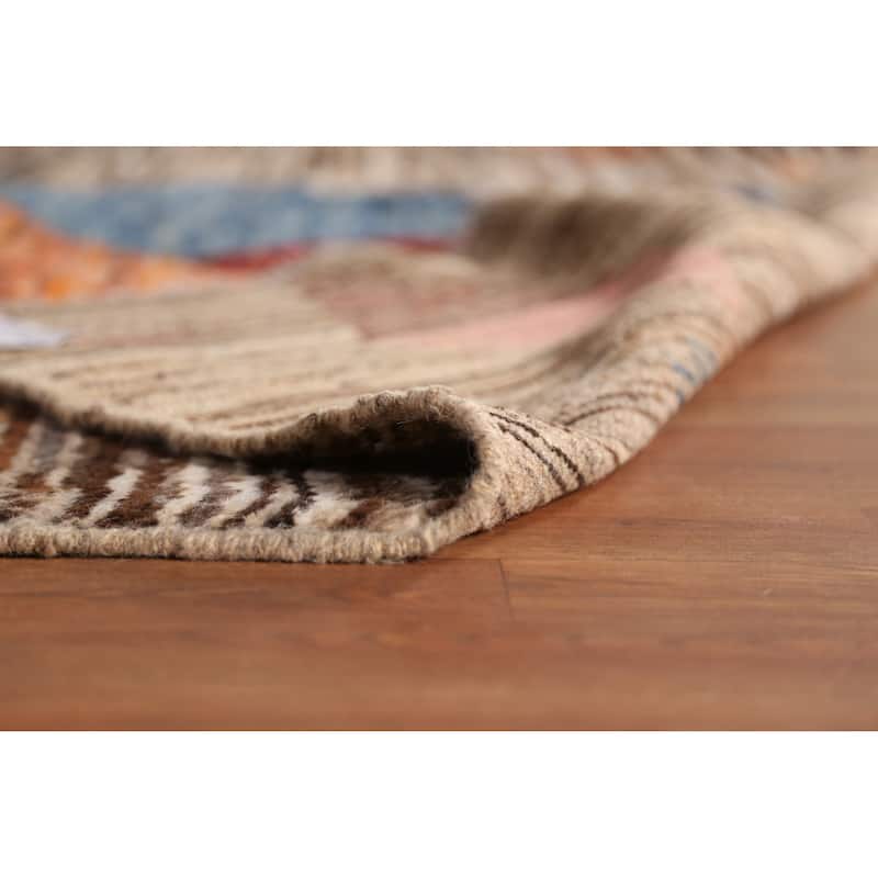Moroccan Oriental Area Rug Hand-Knotted Brown Wool Carpet - 7'0" x 9'5"