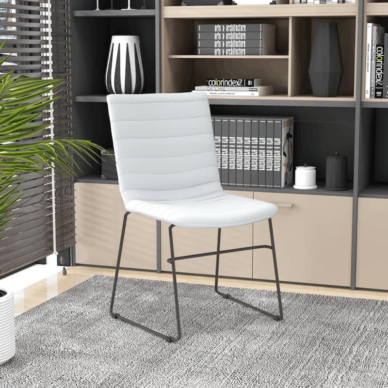 Zylar Modern Leather Guest Chair with Lumbar Support, Stainless Steel Base, High-Density Foam, Floor Protectors, 300 lb Capacity