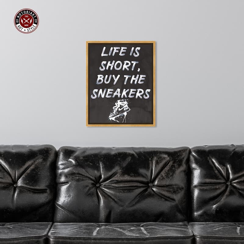 Notoriart Buy The Sneakers Framed Sneaker 1 Piece Canvas Wall Art