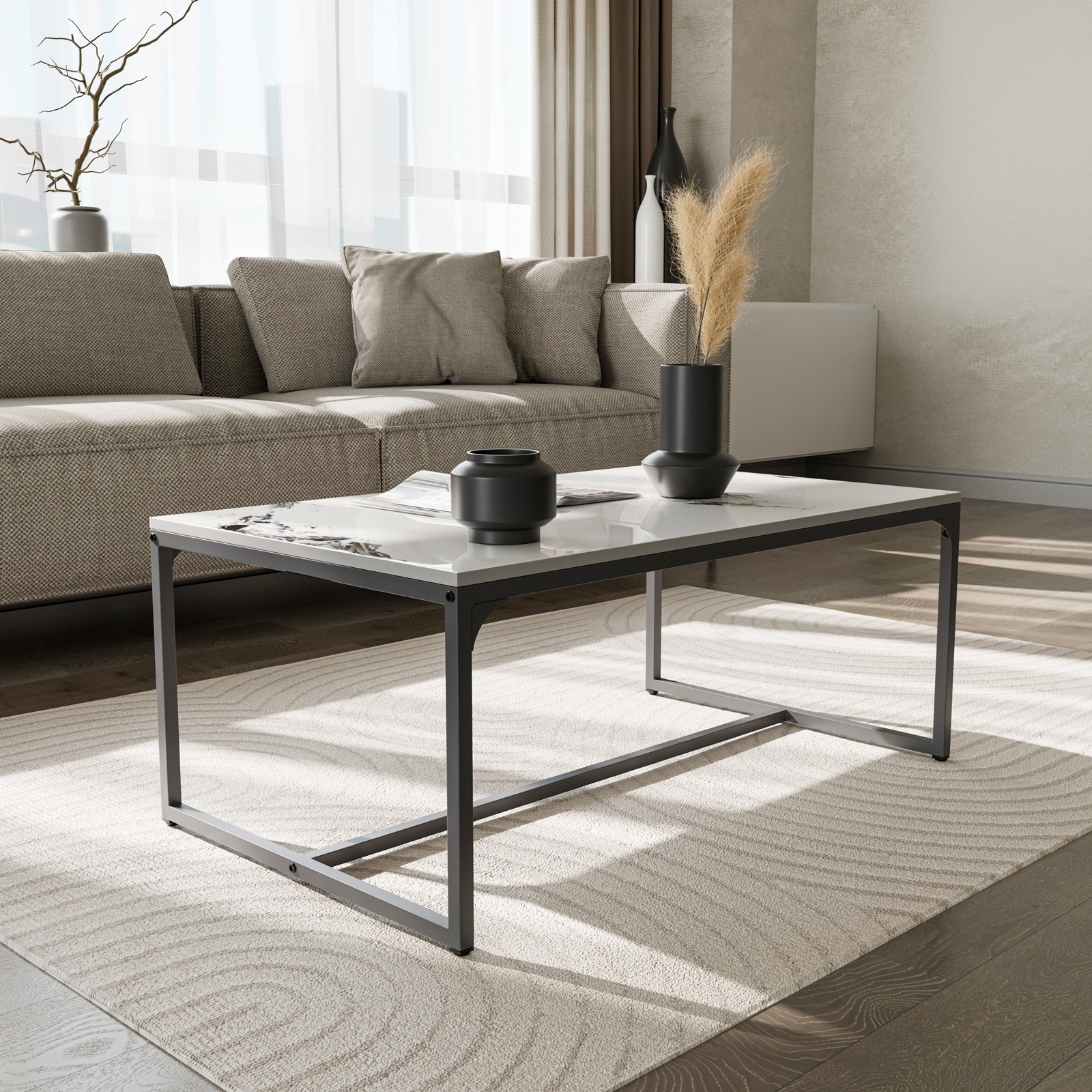 Slate and metal coffee table cheap