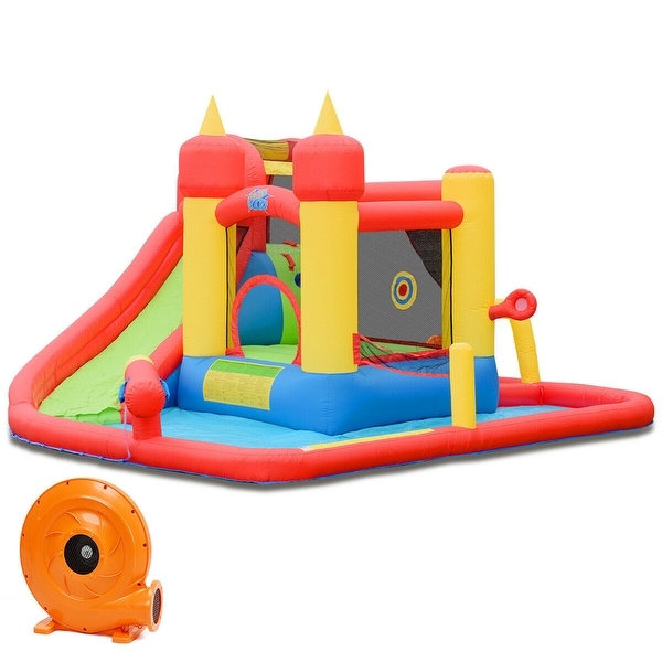 Inflatable Water Slide Jumping Bounce House with 740 W Blower - Multi. Opens flyout.