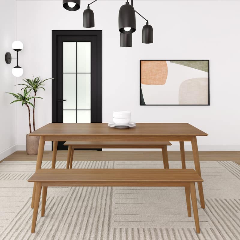 Plank and Beam 72" Mid-Century Modern Dining Table and Benches Set