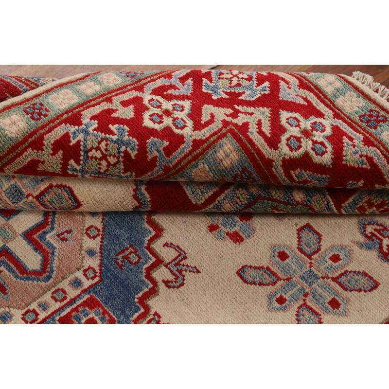 Kazak Area Rug Hand-Knotted Wool Carpet - 4'3" x 6'0"