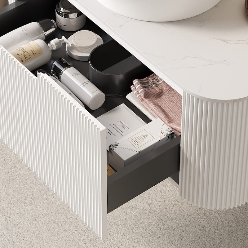 Wall-Mounted Floating Bathroom Vanity with Sink