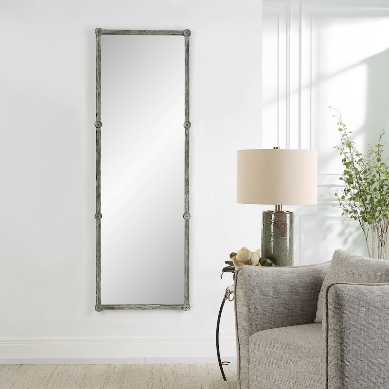 Uttermost Gattola Gray Wash Dressing Mirror - 24.75"W x 72.75"H x 1.25"D