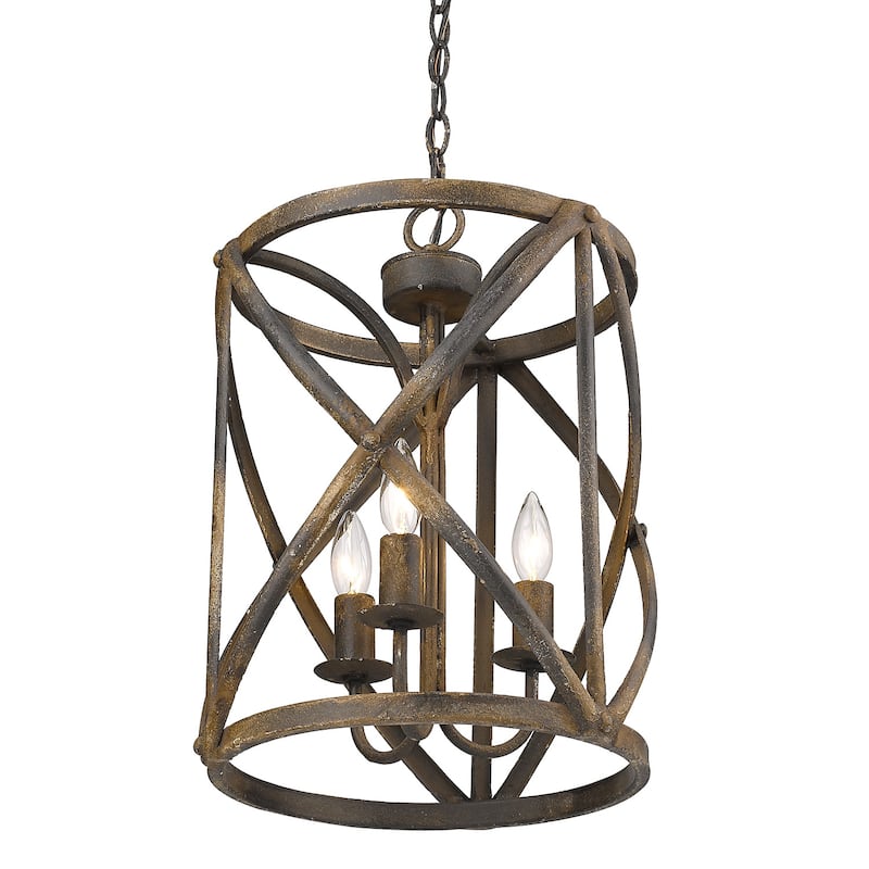 Golden Lighting Alcott 3-light Pendant in Antique Black Iron