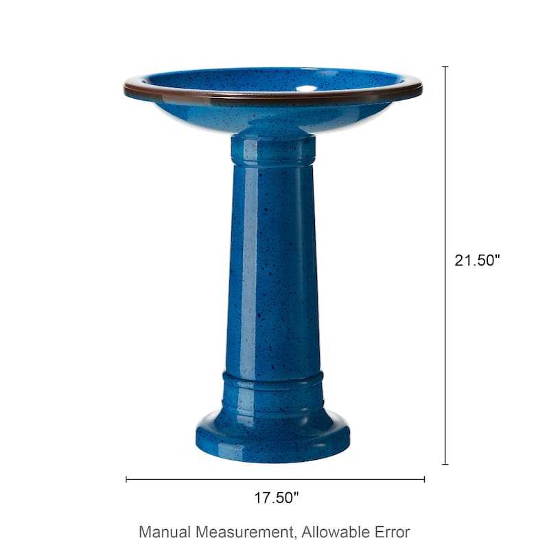 Glitzhome 21.5"H Faux Ceramic Weather-resistant Tall Pedestal Birdbath
