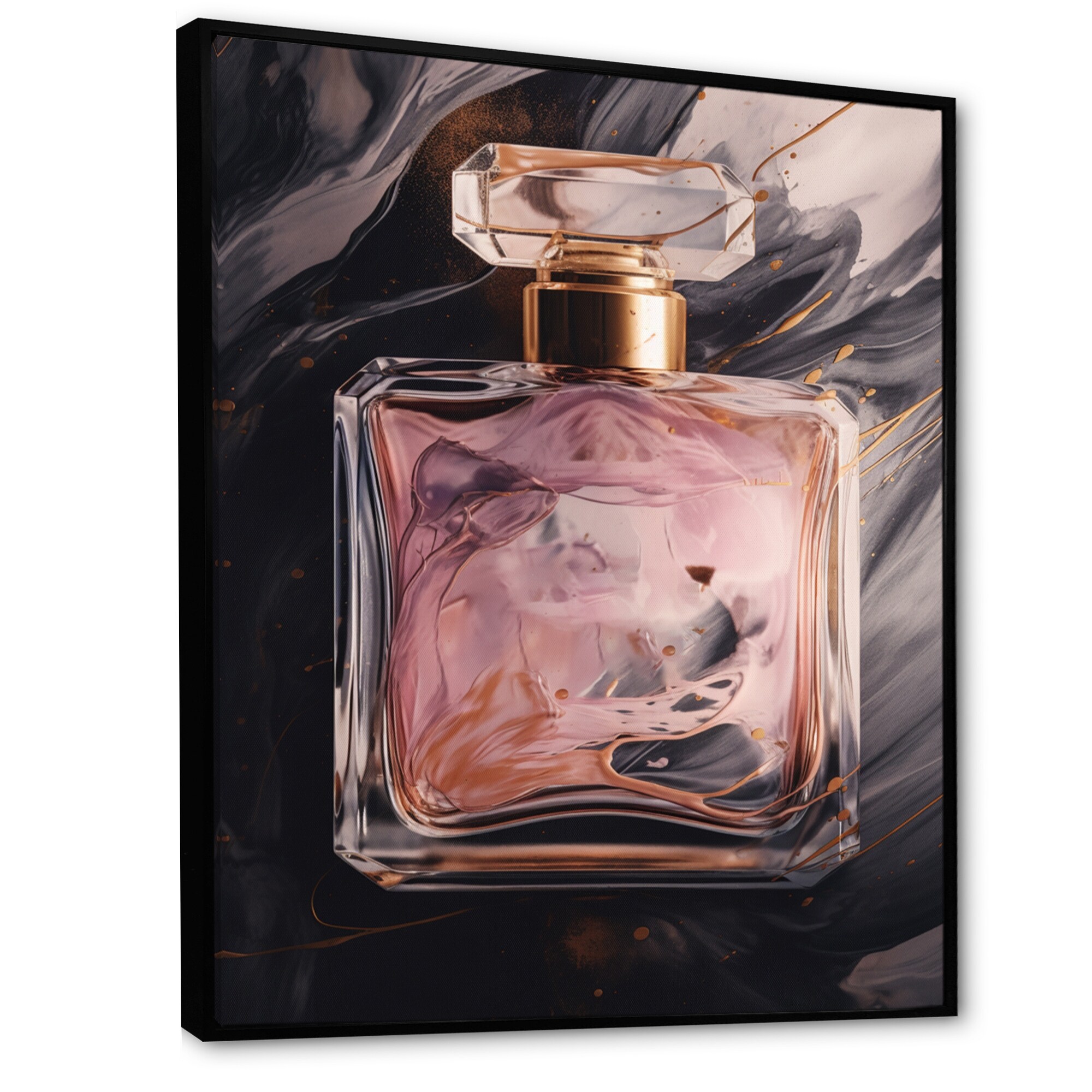 Designart Pink Perfume Couture Fashion Perfume Framed Wall Art