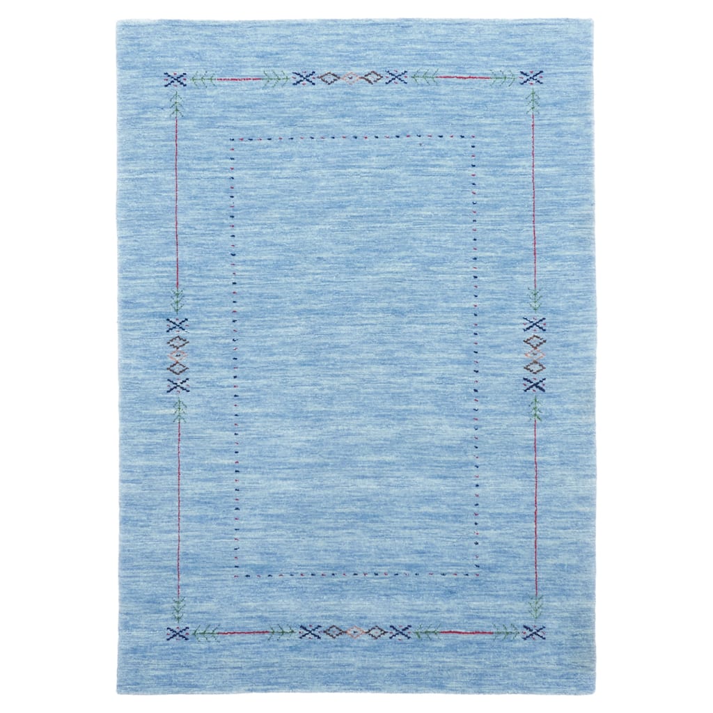 ECARPETGALLERY Hand Loomed Kashkuli Gabbeh Sky Blue Wool Rug - 4'1 x 5'9