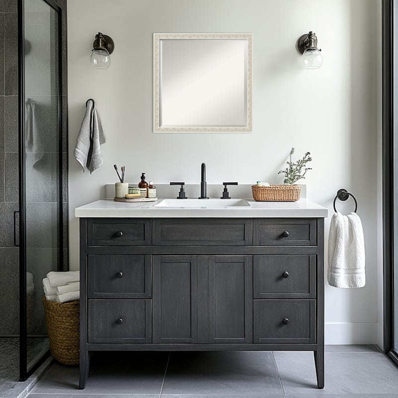 Bethany Beveled Wood Framed Bathroom Vanity Wall Mirror