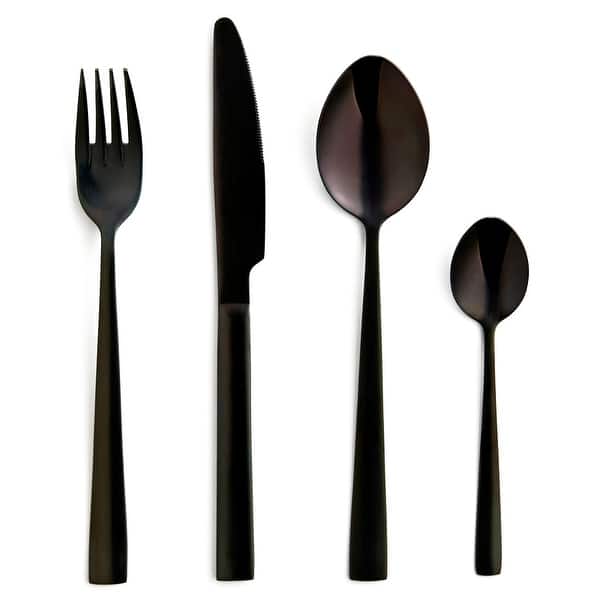 slide 2 of 3, Flatware Stainless Steel Onyx Black 16PC Set - None