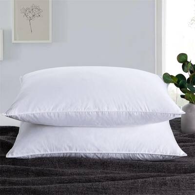 2 Pack Feather Microfiber Pillows Medium Firm for Back and Side Sleepers - White