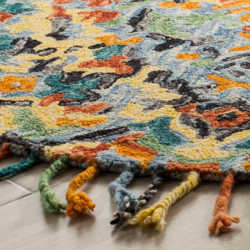 SAFAVIEH Handmade Blossom Pinkey Modern Floral Wool Rug