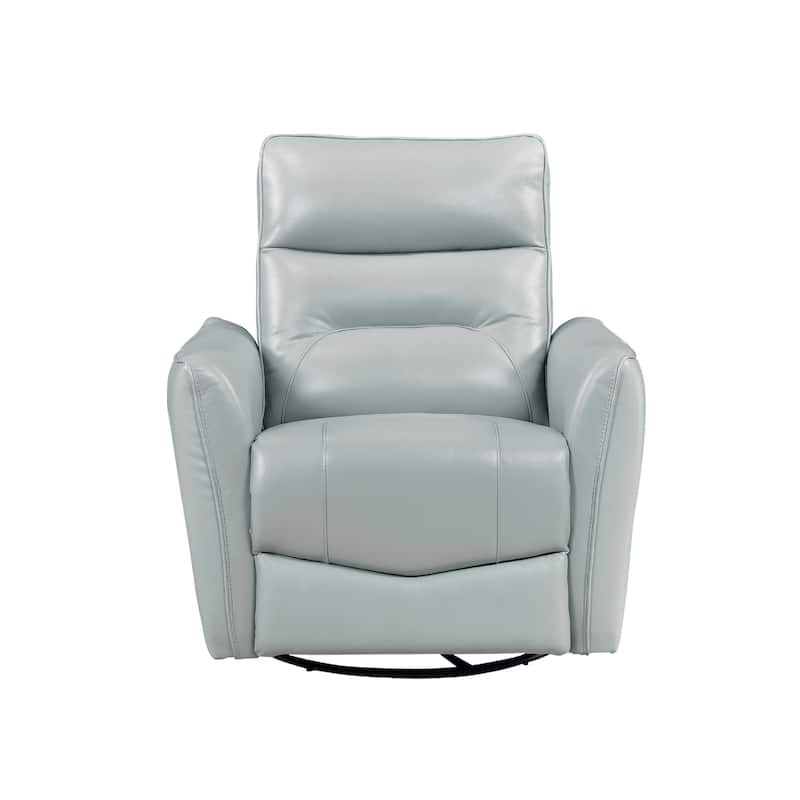 Temy Swivel Glider Manual Reclining Chair, Aqua Blue Top Grain Leather