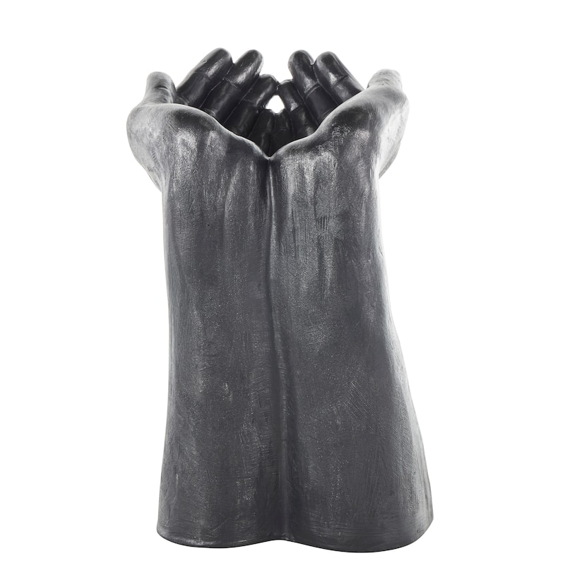 Black Polystone Open Hands Decorative Sculpture
