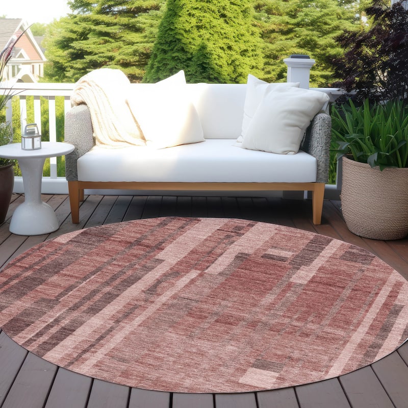 Machine Washable Indoor/ Outdoor Modern Stripes Chantille Rug
