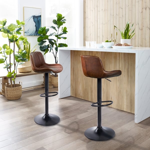 slide 2 of 35, Art Leon Adjustable Swivel Barstool (Set of 2) Brown with Black Base