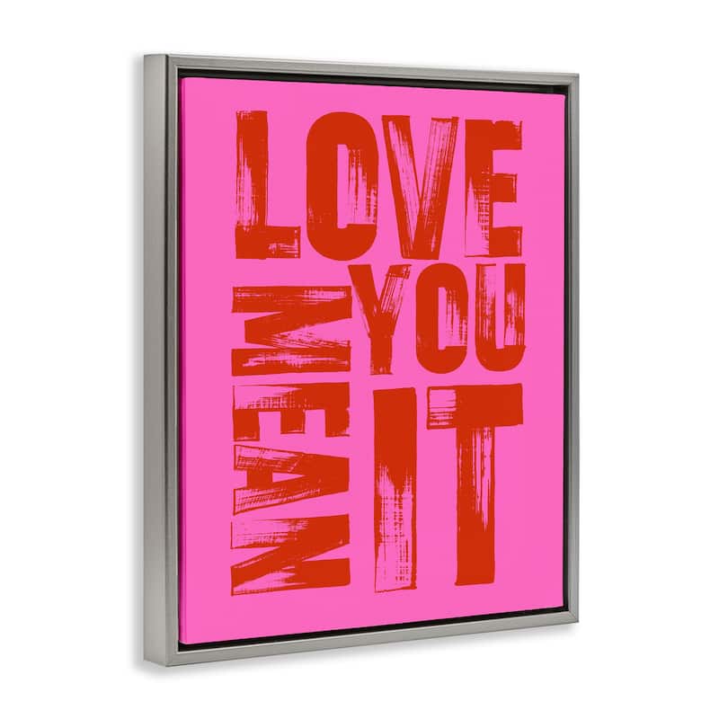 Stupell Bold Love You Mean It Framed Floater Canvas Wall Art Design By House of Lulu