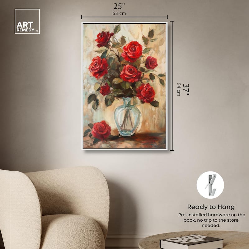 Ruby Roses in Riad Glass Canvas by Art Remedy