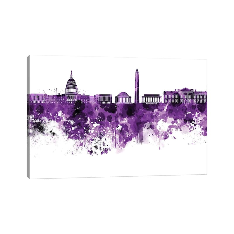 iCanvas "Washington DC Skyline In Lilac" by Paul Rommer Canvas Print