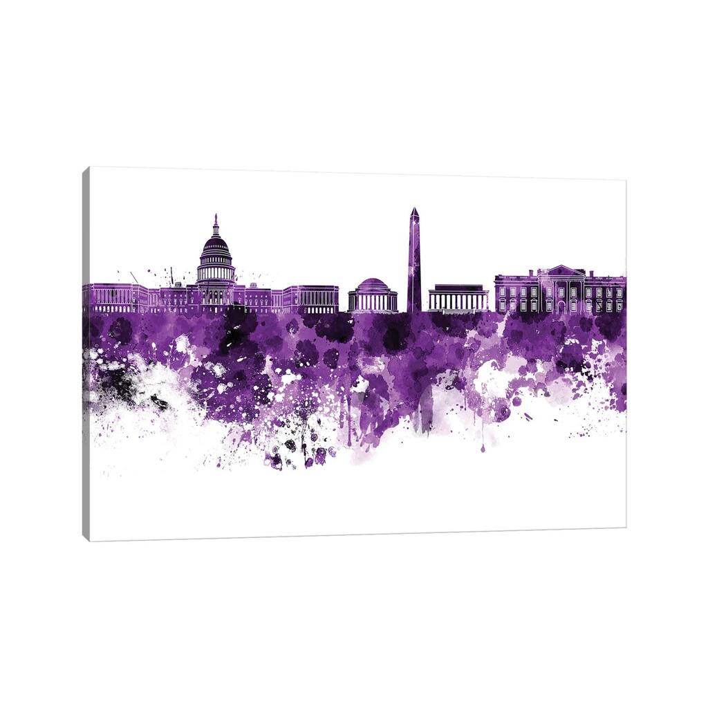 iCanvas "Washington DC Skyline In Lilac" by Paul Rommer Canvas Print