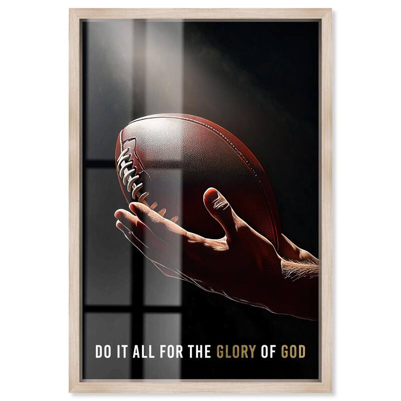Glory of God Football Shadowbox by Art Remedy - Natural - 24" x 36"