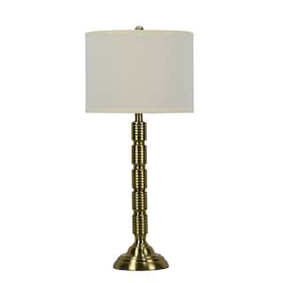 30.25" Soft Gold Industrial Ribbed Metal Table Lamp with Designer Shade - 30.25