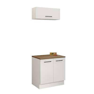 Madesa 2-Piece Garage and Utility Room Storage Cabinet Set 31 Inch Base Cabinet and 31 Inch Slim Wall Cabinet Modular - White