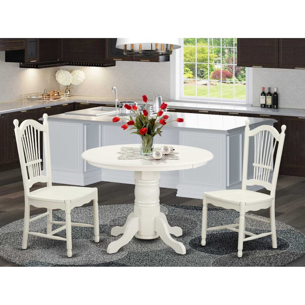 HomeStock 3-Pc Buttermilk and Cherry Solid Wood Top - Dining Room Set - Seats 4