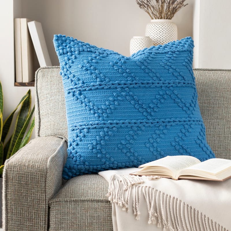 Artistic Weavers Nadra Textured Chevron Bohemian Pillow - Blue - 22"H x 22"W - Polyester