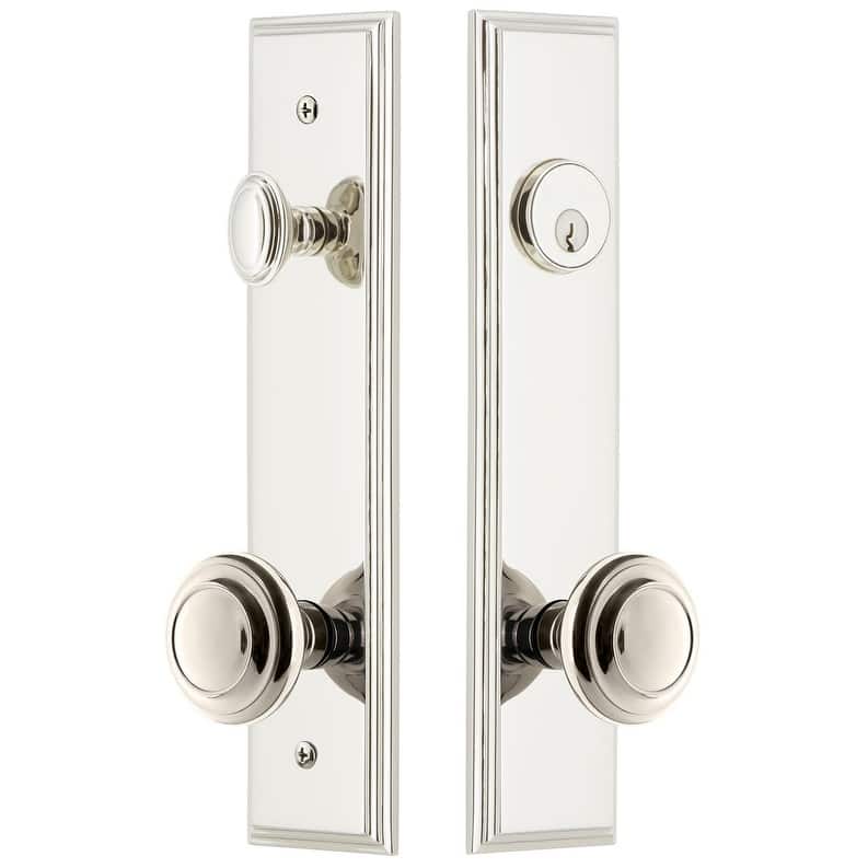Grandeur Carre Solid Brass Tall Plate Single Cylinder Keyed Entry Set