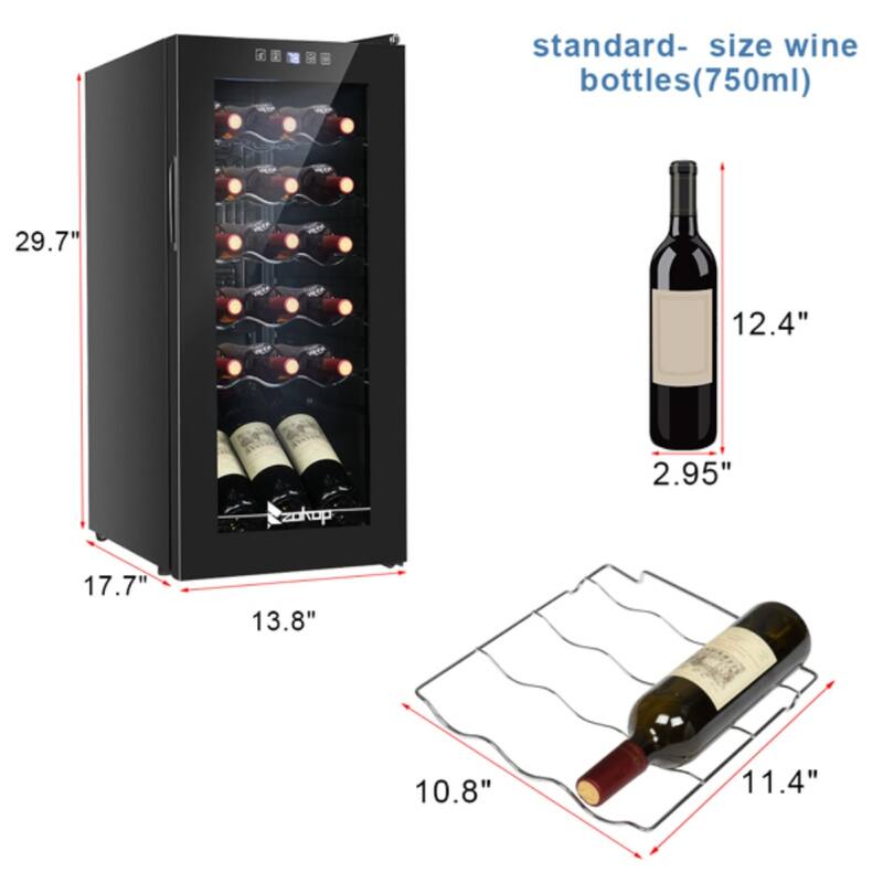 15V /60Hz 18 Bottle/1.8Cu.Ft/52L/ Compressor Wine Cabinet Black - 13.58 x 17.72 x 30.31