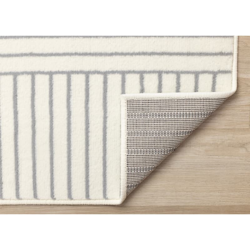 Forte White Grey Curved Arches Indoor Area Rug