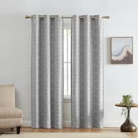 Gray Embroidered Cotton Grommet Top Curtains Set of 2 - World Market