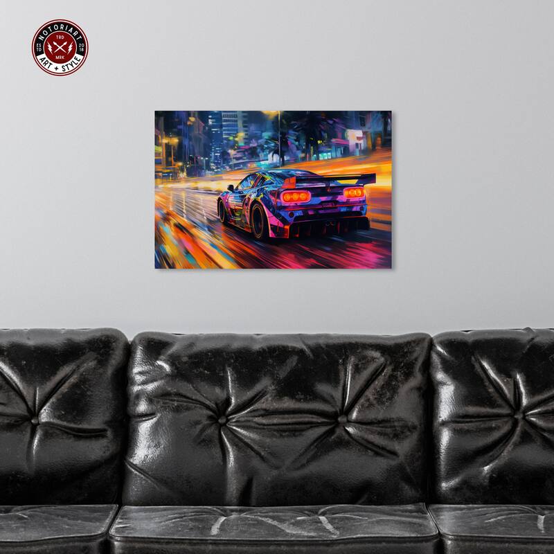 Notoriart Night Drive Vibes Gallery Wrapped Car 1 Piece Canvas Wall Art