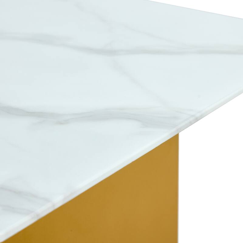 43.3" Modern Rectangular Coffee Table with MDF Decorative Columns and Thick Base Support