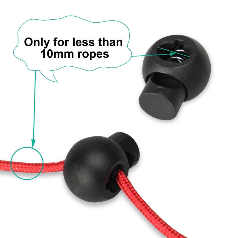 6pcs Plastic Cord Lock Stopper End Spring Fastener Organizers Black