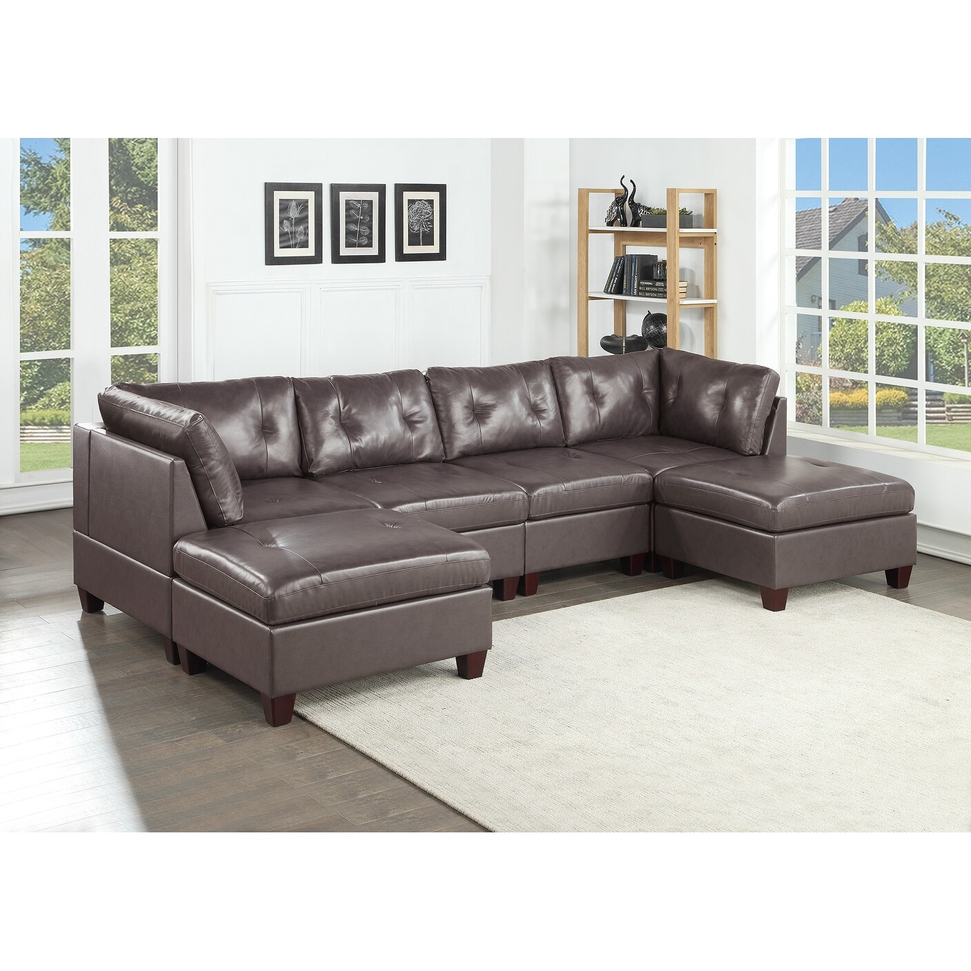 Weisman faux leather reversible outlet modular corner sectional with ottoman