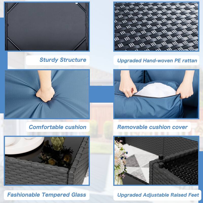 7-Piece Outdoor Sectional Seating Group with Cushions